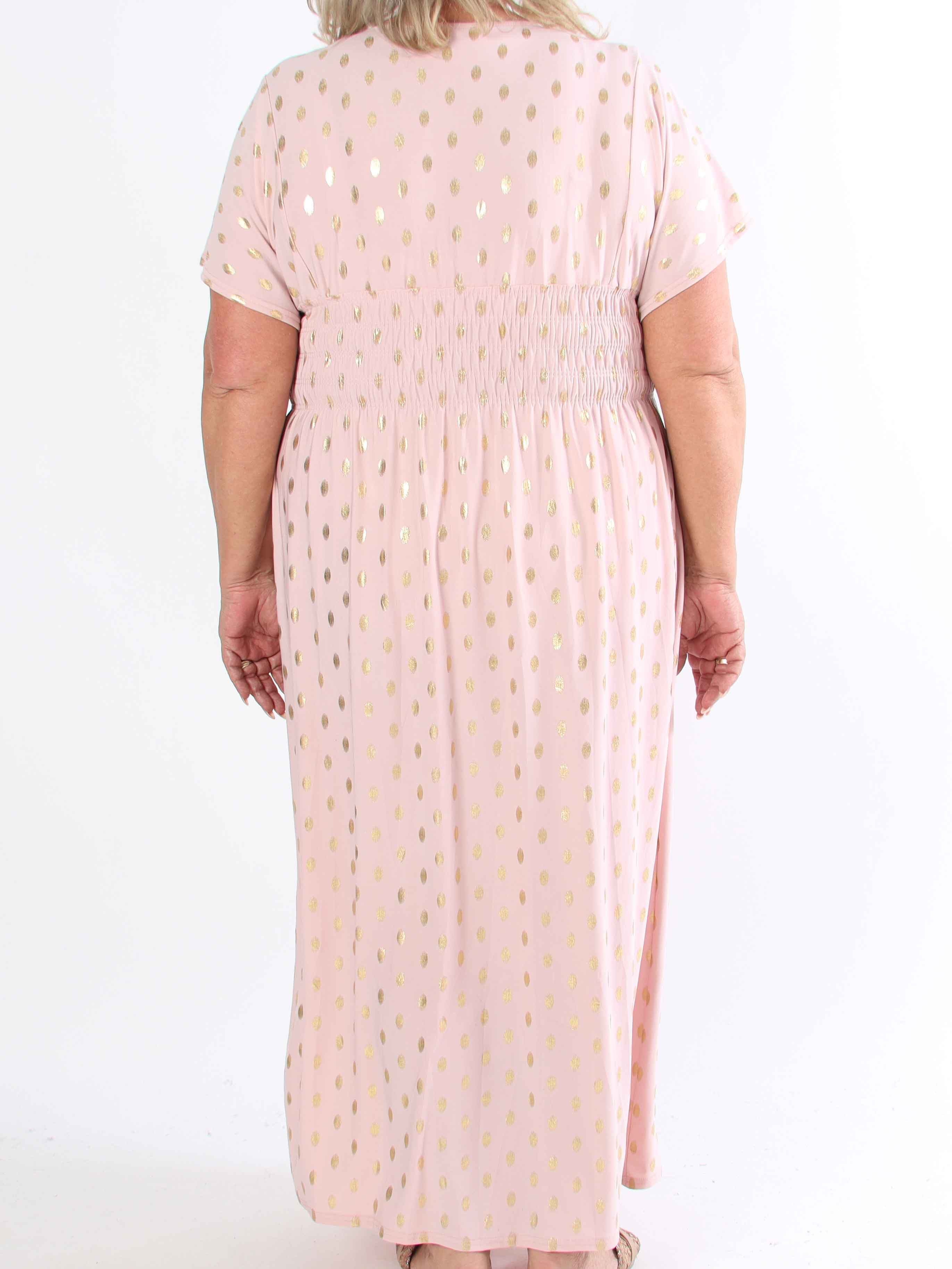 Pams Dot - Lång stretchig plus size-klänning med prickig detalj